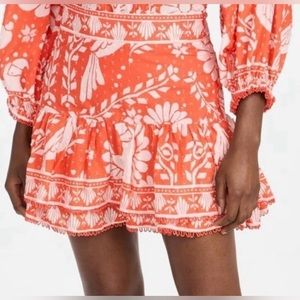 Farm Rio Orange Neon Jungle Mini Skirt Size Small